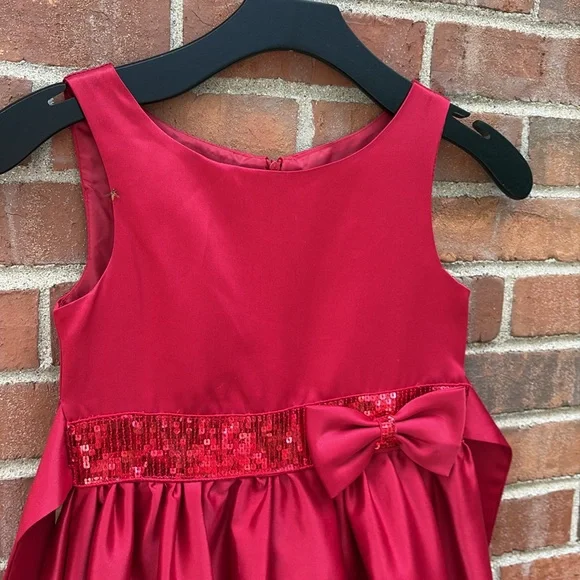 Elegant Red Kids Dress with Bow - Picture 2 of 7